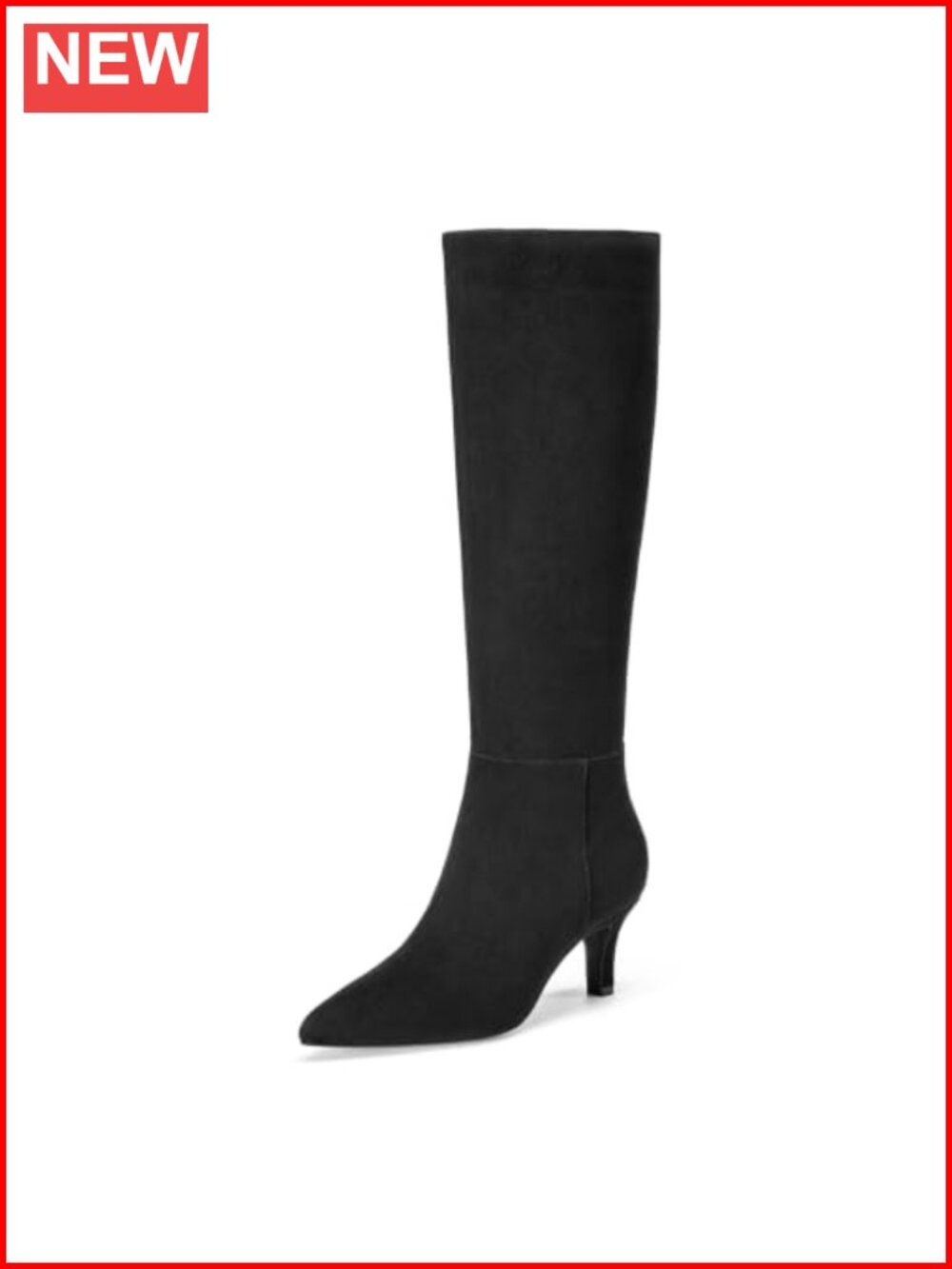 Knee High Boots Women Kitten Heel Pointed Toe Tall Boots Side Zipper